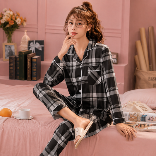 2 Pieces Button Down Cotton PJ Set